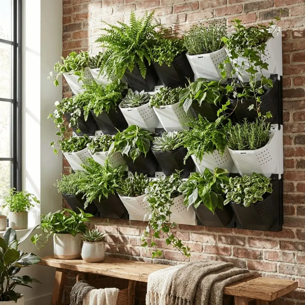 2/3 Holes Wall Flowerpot Self Watering Plastic Vertical Planter Flower Pot Container Wall Mounted Planting Box Greening Plant