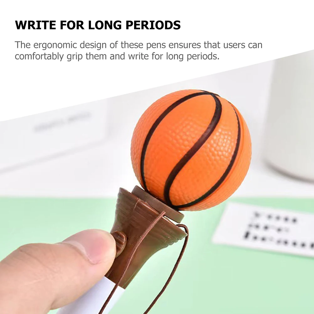 

6pcs Basketball Ballpoint Pens Comfort Grip Ergonomic Smooth Writing 0.5Mm Black Ink For Students Office School