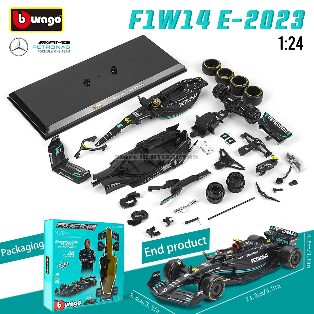 Bburago 1:24 2023 F1 Mercedes-AMG Equipo W14 44 #   Hamilton 63 #   Russell DIY montaje aleación Super Toy modelo de coche fundido a presión modelo de coche