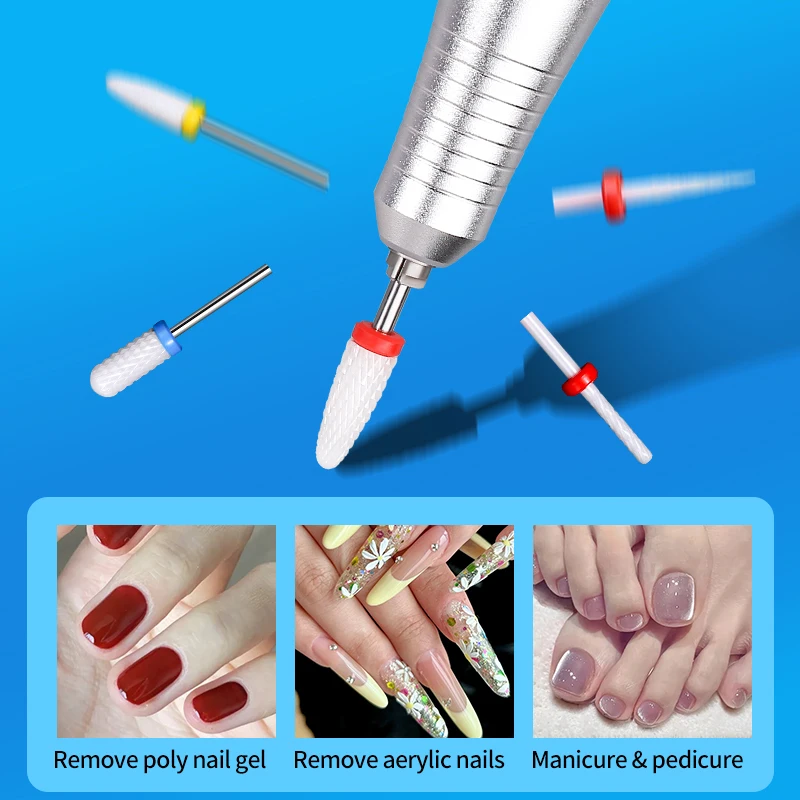 Ensemble de forets à ongles, fraises en céramique, ponceuse de manucure, tour professionnel, fraises, pointe d'élimination du vernis Gel