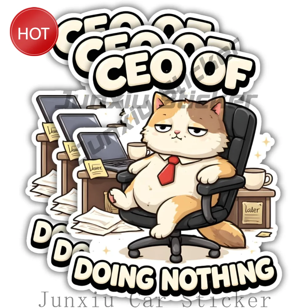 3 Pack CEO Of Doing Nothing Funny Quote Waterproof PVC Sticker For Car Window And Travel Case Graphic Decoration Decal