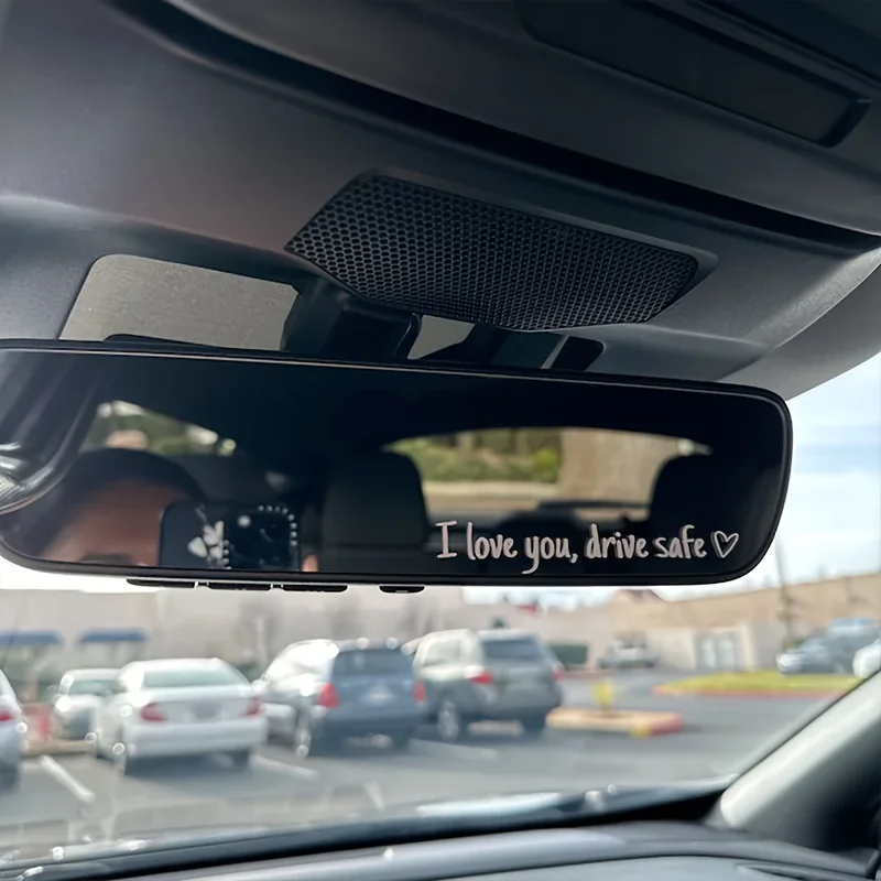 I Love You Rearview Mirror Decal - Heartfelt Safety Reminder for Women Drivers - DurableVinyl, Stylish Car Accessory