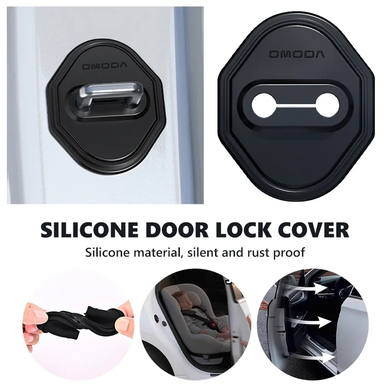 

Car Silicone Door Lock Protective Cover Accessories For Chery Omoda 5 C5 E5 C9 9 EV PHEV 2025