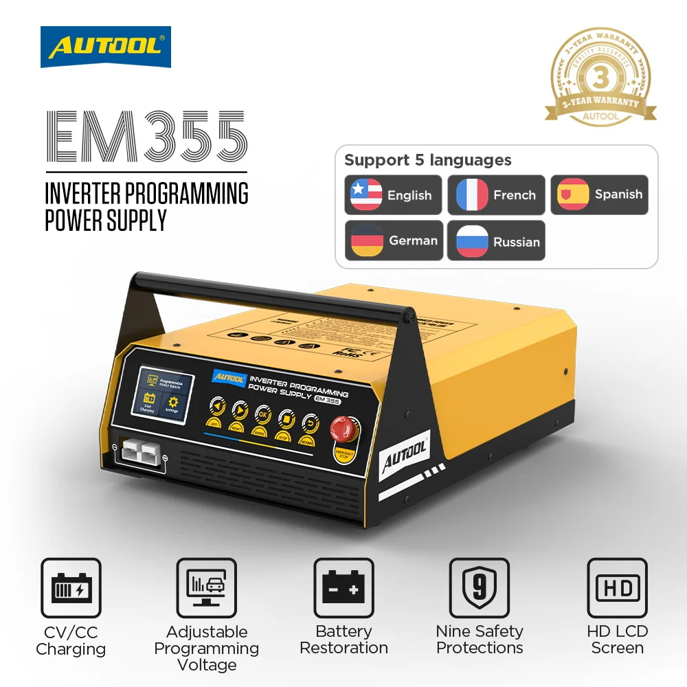 AUTOOL Car Programming Power Supply Car Fast Charging Inverter Programming Tool 220V/110V Charger EM355 Regulator Vehicle Tool