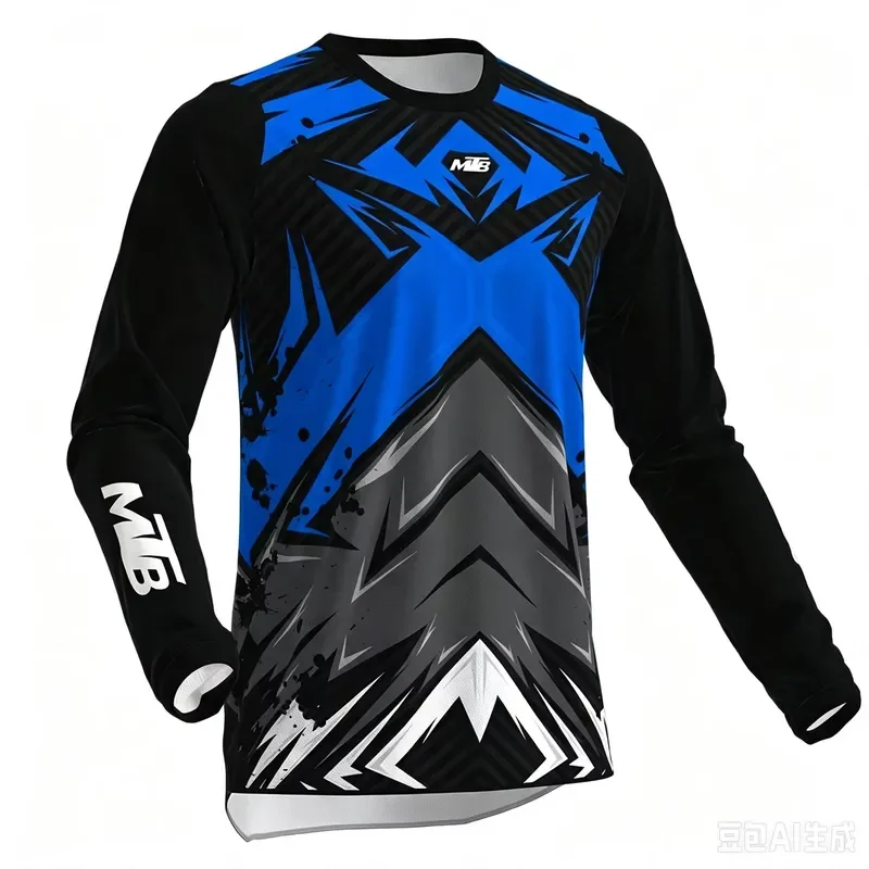 3D Long Sleeve 2026 Men MTB Jersey Crew Neck Quick Dry Breathable Abstract Print Motocross Downhill Cycling Shirt Family view 3