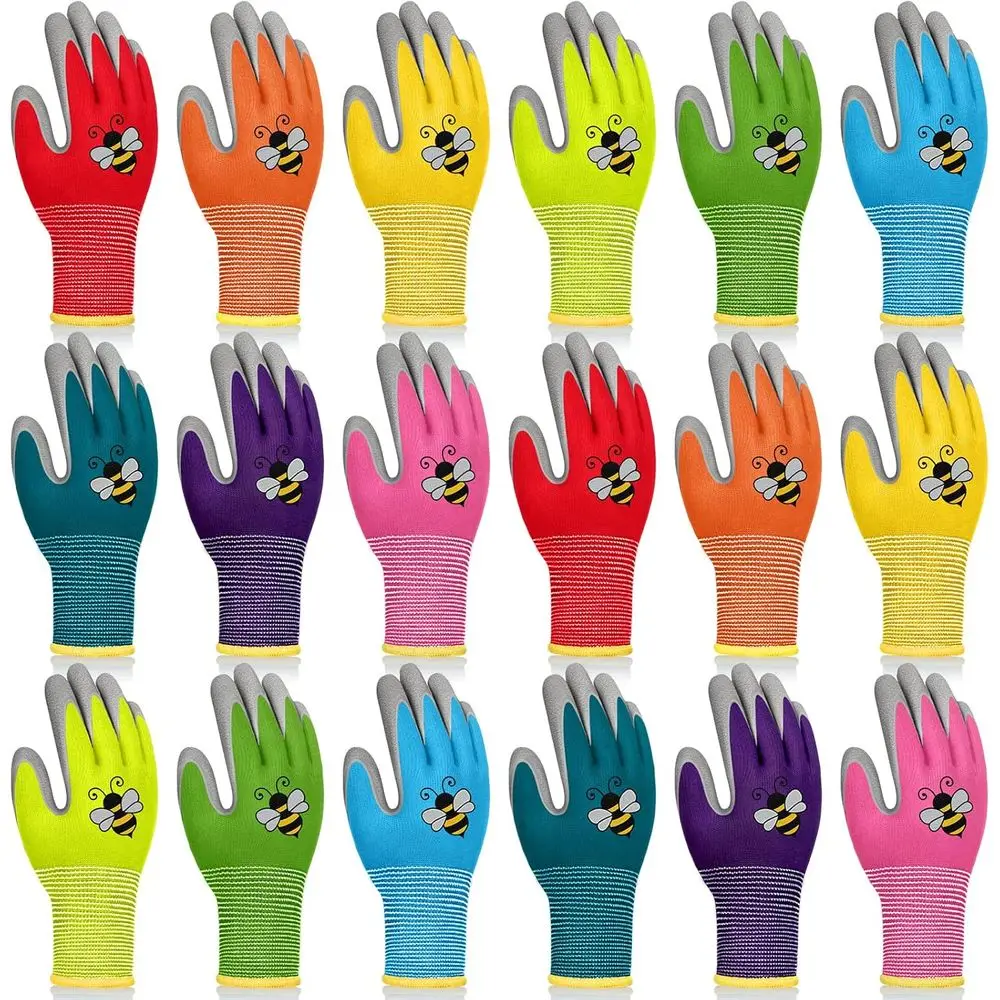 

18 Pairs Kids Gardening Gloves Children Garden Glove oam Rubber Coated Yard Work Gloves or Kids Toddlers Youth Boys Girls (Large