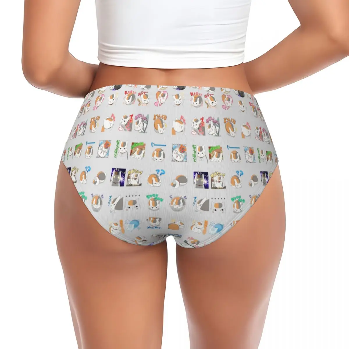 Custom Cute Cat Brief Panties Womens Stretch Natsumes Yuujinchou Underwear