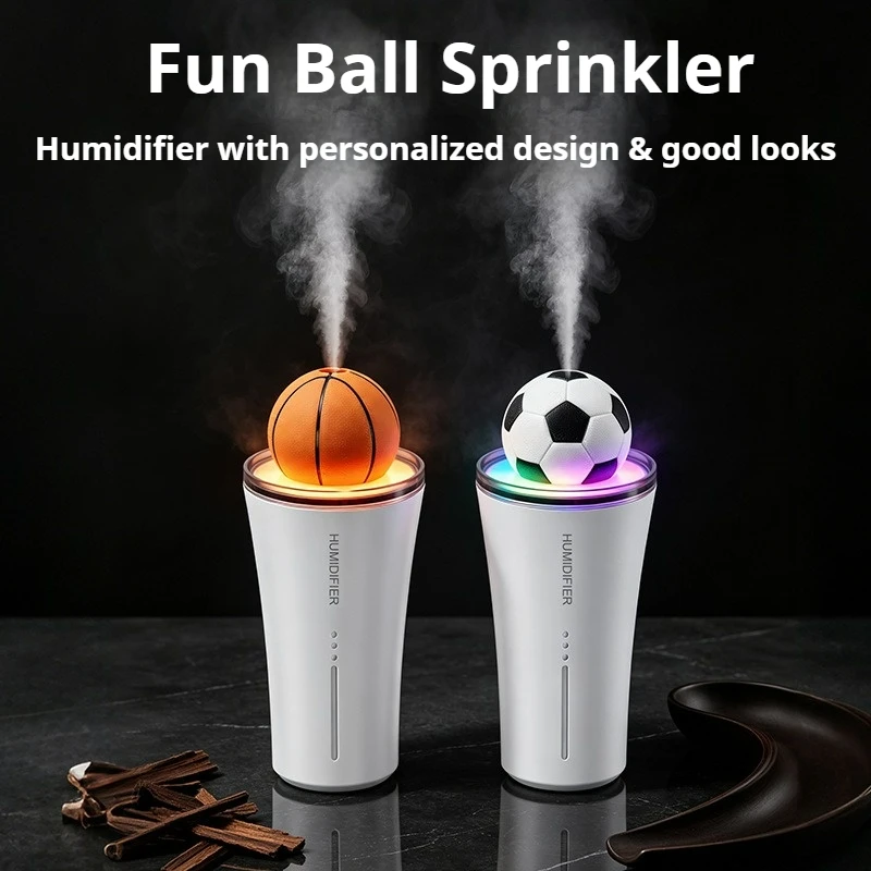 New Arrival D19 Sports Ball‑Shaped Humidifier for Car, Office & Desktop, USB Type‑C Powered, RGB Ambient Light, Dual‑Spray Modes