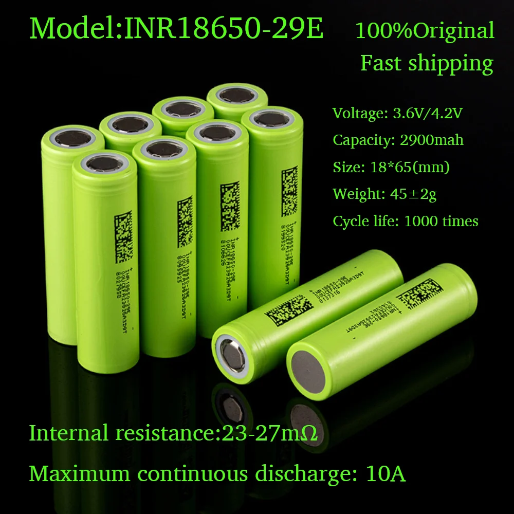 

GradeA New Original 18650 Lithium akku 3.7V Recgargeable Batteries Li-ion 2900mAh INR18650-29E 3C High Rate Power Battery Cell