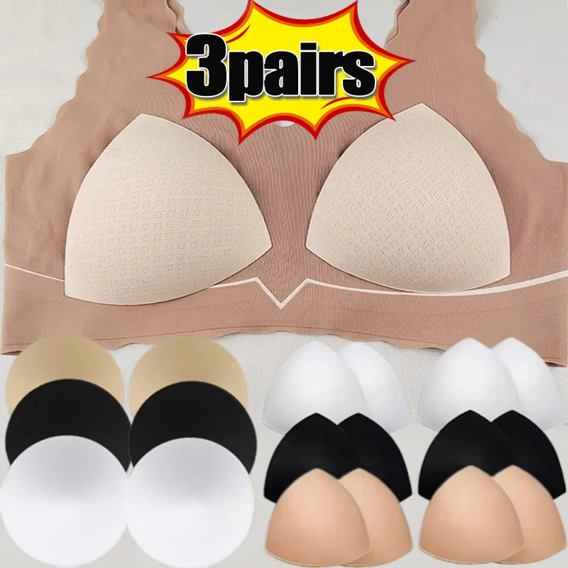 3pairs Triangle Sponge Push Up Bra Pads Set Women Invisible Insert Swimsuit Bikini Breast Enhancers Chest Cup Pads Accessories