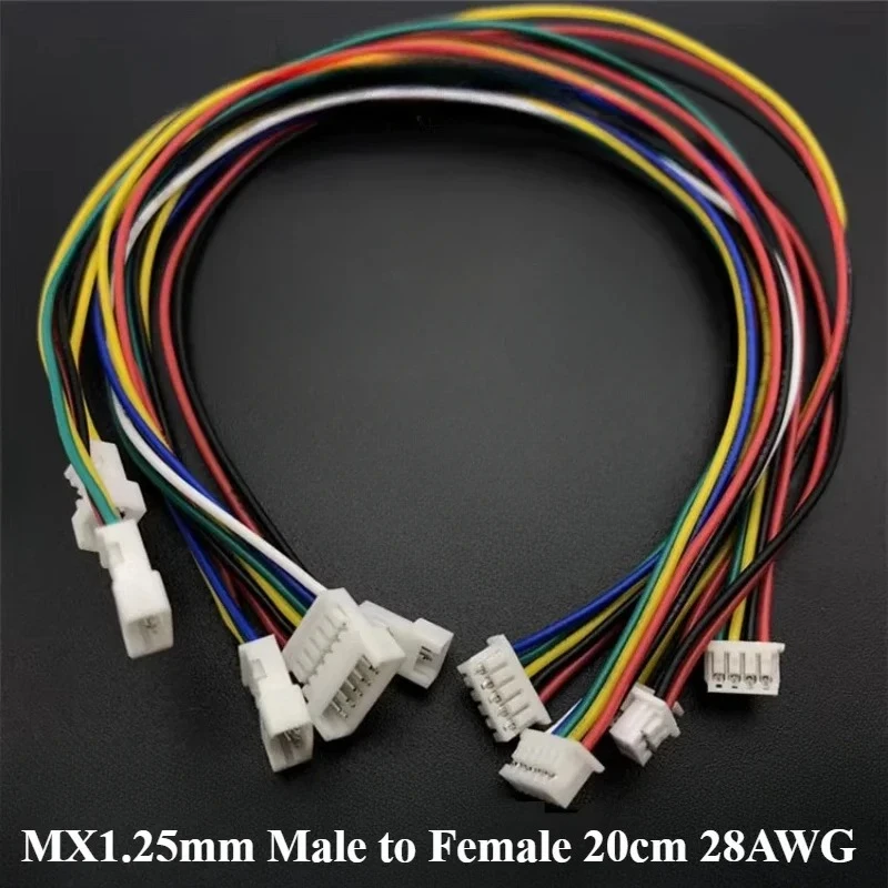 20/50Pcs MX1.25MM Male Head To Female Head 2P/3P/4P/5P/6P Terminal Wire Length 20CM 28AWG Electronic Wire Connector 6