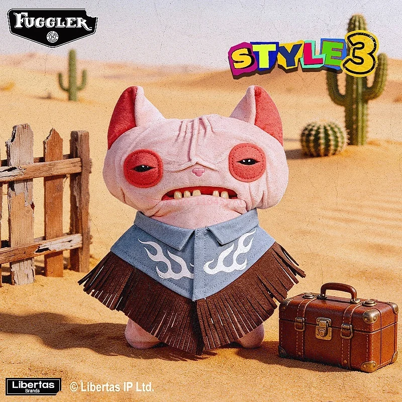 

Fuggler Official Genuine Cowboy Tooth Monster Plush Doll Cute Funny Soft Stuffed Toy Western Cowboy Outfit Collectible Gift