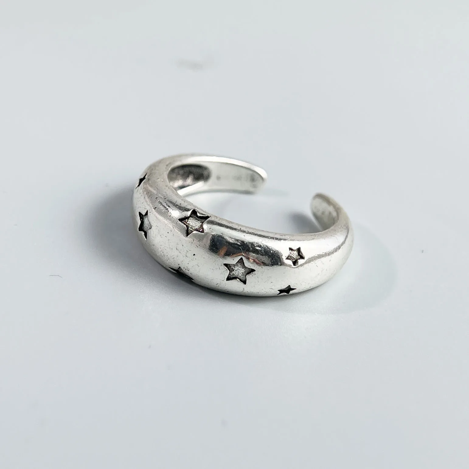 925 Sterling Silver Rings For Women Vintage Handmade Adjustable Vintage Star Ring Fashion Female Bijoux Gift