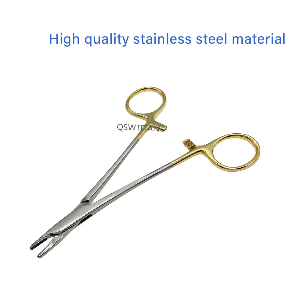 Gold Handle Straight Needle Holder Forceps, Braçadeiras de bloqueio, Pinça hemostática Ferramenta de beleza Micro instrumentos oftálmicos