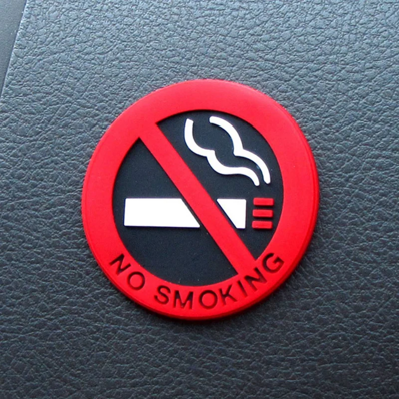 

No Smoking Sign Car Sticker Car Interior Dashboard Glass Business Door Vinyl Sticker Decal Universal Round Car Decor Accessories