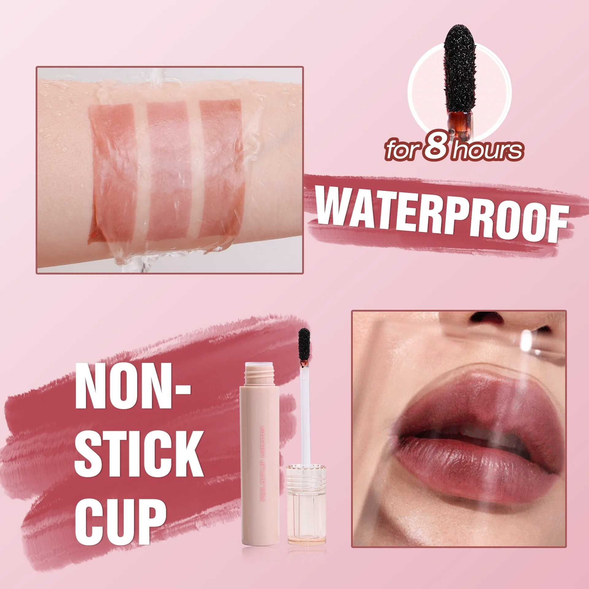 OLIBOLLA Peel Off Lip Liner Stain Waterproof Long Lasting Lip Tattoo Tint, Non Stick Cup Transferproof Lip Outline Liquid Makeup Cosmetics
