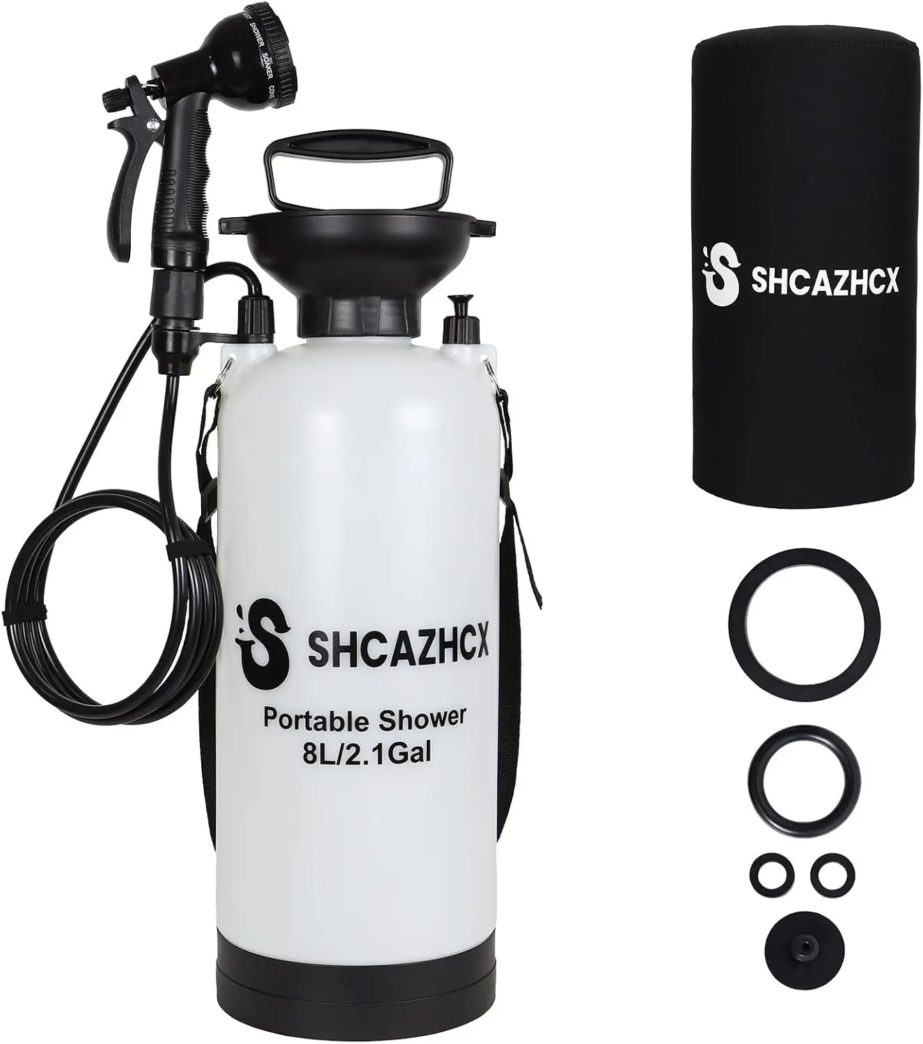 2.1 Gallon Portable Outdoor Shower, 10 Spray Modes, No Power, Insulated for Warm Water, Multi-Use for Camping, Beach, Hiking – W