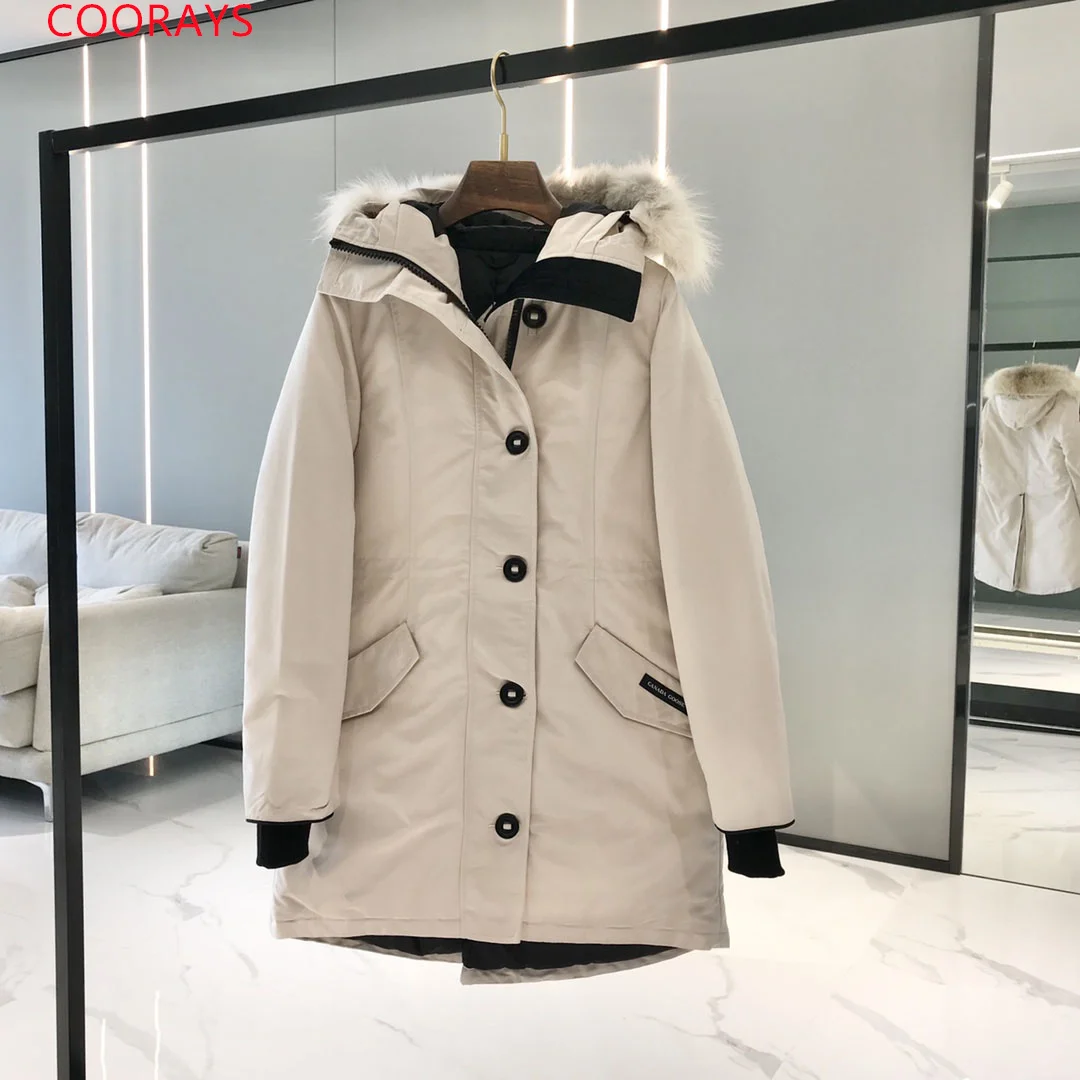 Abrigo largo 05 para mujer, chaqueta de plumón canadiense, Parka de expedición 95%, abrigo de nieve de ganso blanco, abrigo de marca auténtica de