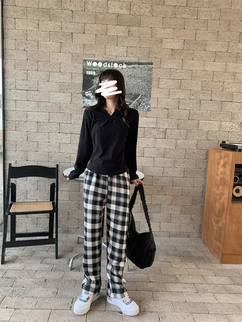 Mode Warme Plüsch Hosen Kaschmir Dicken Plaid Damen Winter Beiläufige Lose breitbeinig Hosen Koreanische Streetwear Studenten – Detail 25