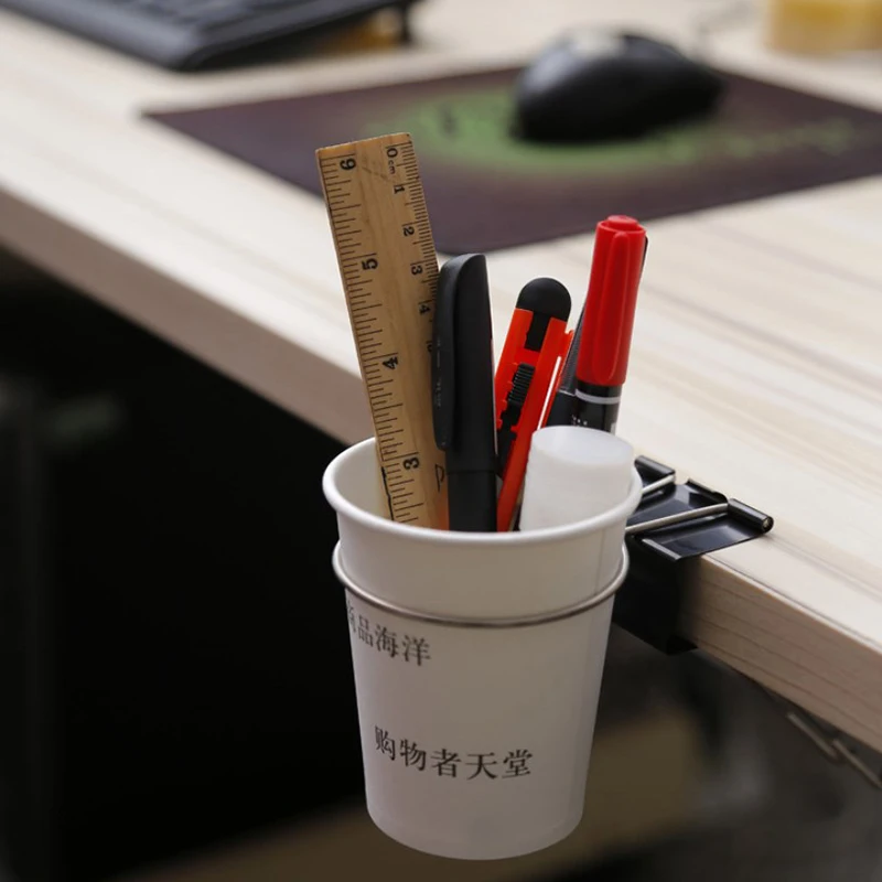 Cup Holder With Clamp Clip On Anti-Spill Table Cup Holder Water Bottle Holder For Cups Bottles Pencils Desktop Accessories