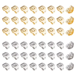 200pcs 2 Colors Ear Nuts 304 Stainless Steel Earring Backs Nut Golden & Stainless Steel Color Earnut Clasp Stopper Butterfly