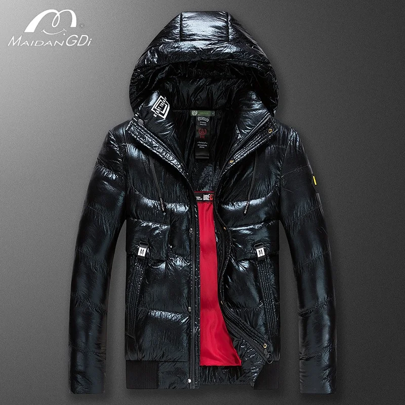 

Men's Winter Cotton Jacket Youth Fashion Thickened Warm Top Solid Color Large Hooded Cotton Outerwear