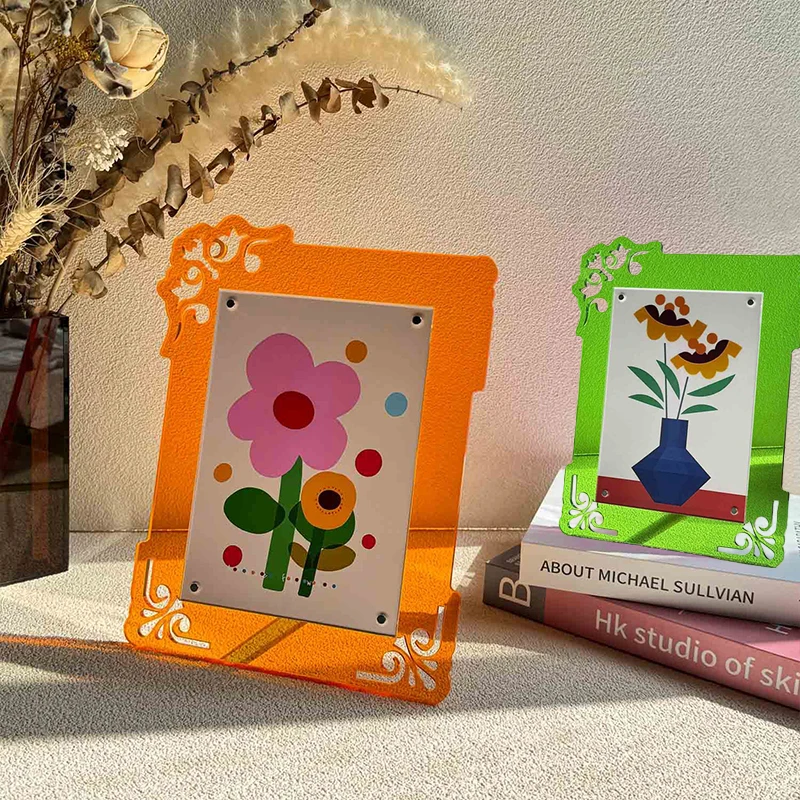 

7-Inch Colorful Acrylic Photo Frame Creative Photo Display Stand Postcard Idol Card Holder DIY Home Desktop Decor Ornaments