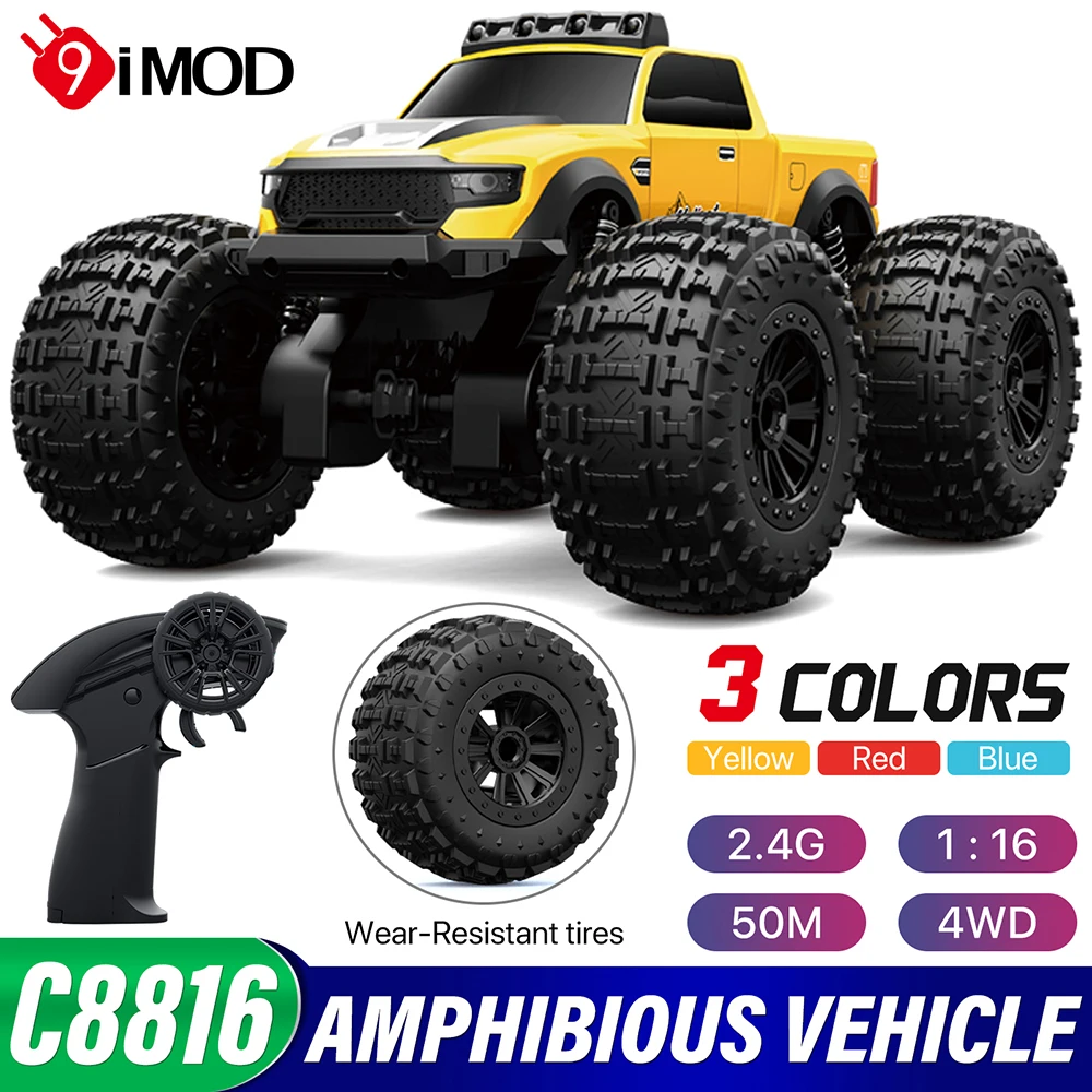 9IMOD C8816 1:16 RC Amphibious Car 4WD Drive 2.4G 50M 360° Rotation Off-road Vehicle For Water Grassland Dirt Road Mountain Road