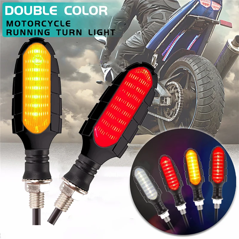 Motorcycle Front Rear LED Turn Signal Lights 12V Daytime Running Light Flowing Water Lamp 16 SMD Indicator Taillight Universal