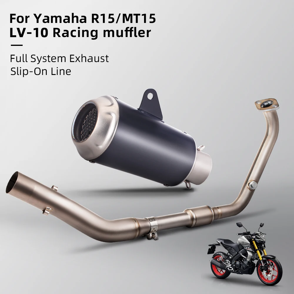 Full Motorcycle Exhaust System For R15 V3 MT15 2017-2023  with universal 51mm exhaust muffler Titanium alloy