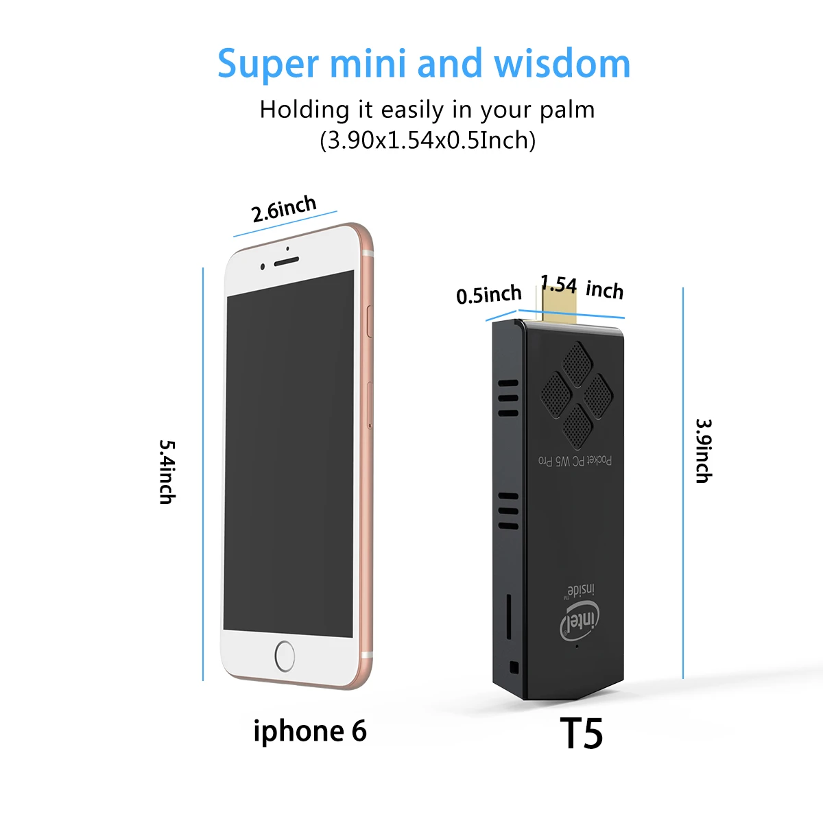 Originale T5B Quad Core Intel Z8350 Mini Pc Computer Windows 10 Dual Band 2.4G e 5.8G Wifi 4GB/8GB Ram 64GB/128GB Win 10 Stick PC