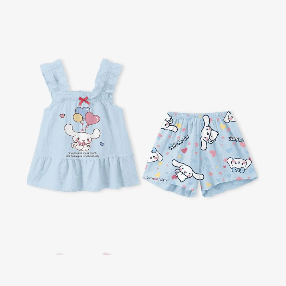 Girls' Halter Summer Thin Medium Antibiosis Large Children'S Pajama Set Girls' Homewear Baby Vest Shorts Two-Piece Fashion Set