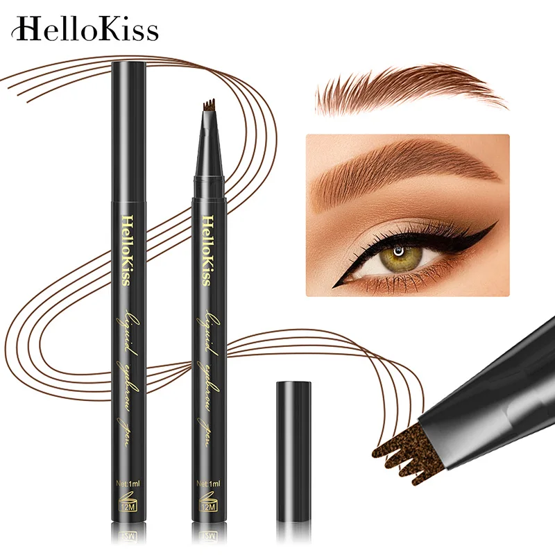 HelloKiss Four Fork Liquid Brow Pencil Sweat Resistant, Non-smudding and Non-fading Four-claw Liquid Brow Pencil Makeup