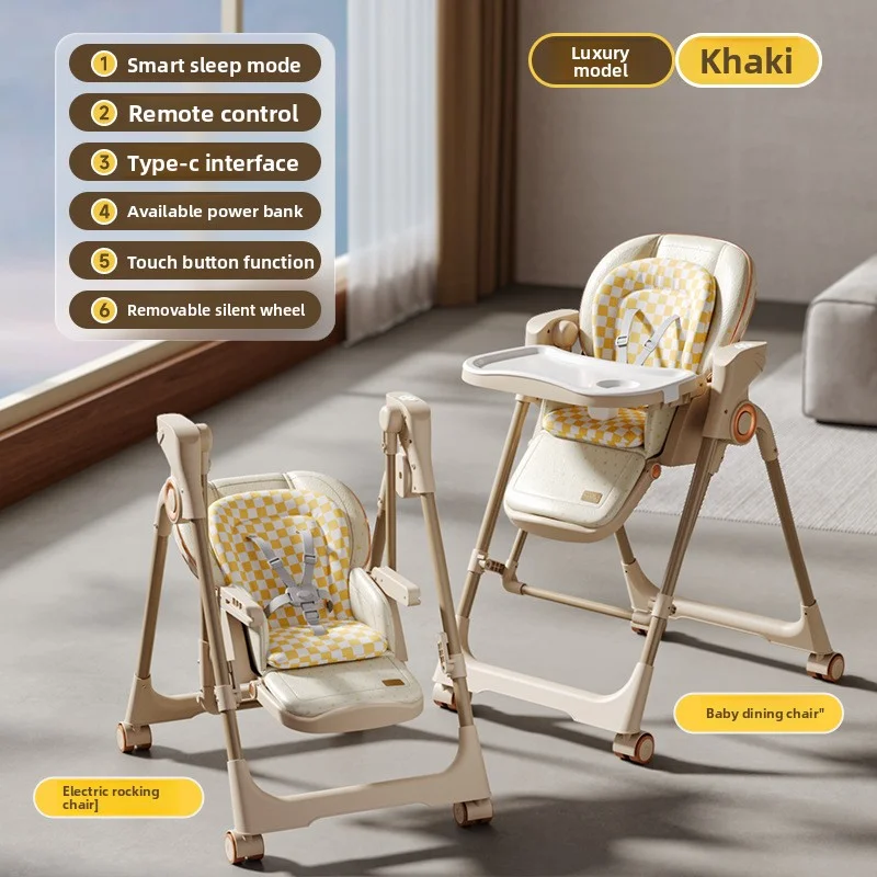Multifunctional 2-in-1 Electric Baby Rocker And High Chair with Smart Timer And Music Player for Infant Feeding