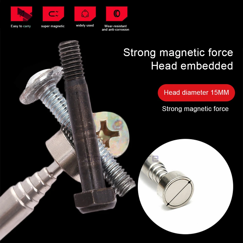 Telescopic Magnetic Magnet Pen Metalworking Handy Tool Magnet Capacity for Picking Up Nut Bolt Adjustable Pickup Rod Stick