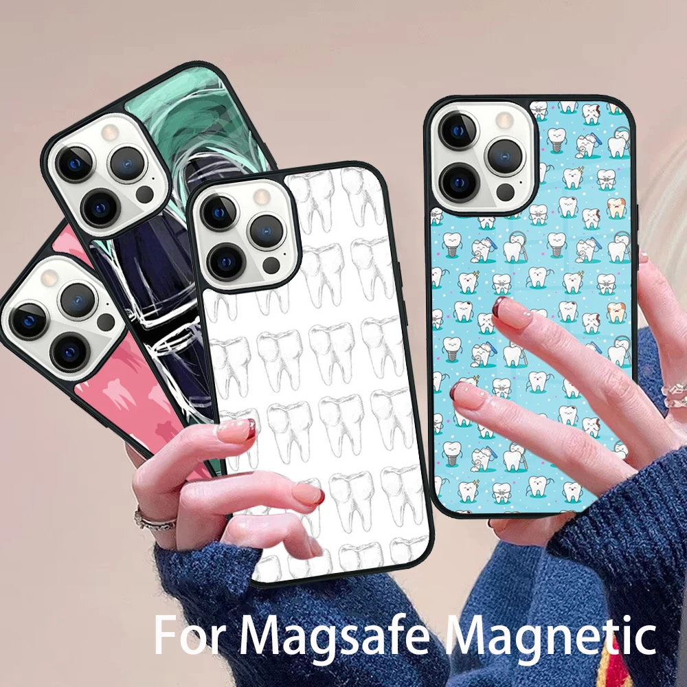 

Dentist Tooth Dental Hygienist Phone Case Magesafe Magnetic Wireless Charge Cover For IPhone 16 11 12 13 14 15 Pro Max Plus Mini