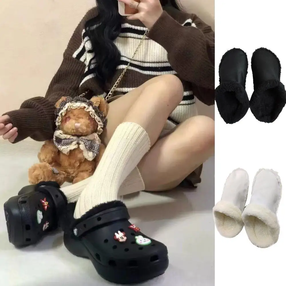 Removable Soft Thickened Shoes Liners Plush Cover Replacement For Unisex Hole Shoes Winter Warm Shoe Cover Ankle Sock Shoe Charm