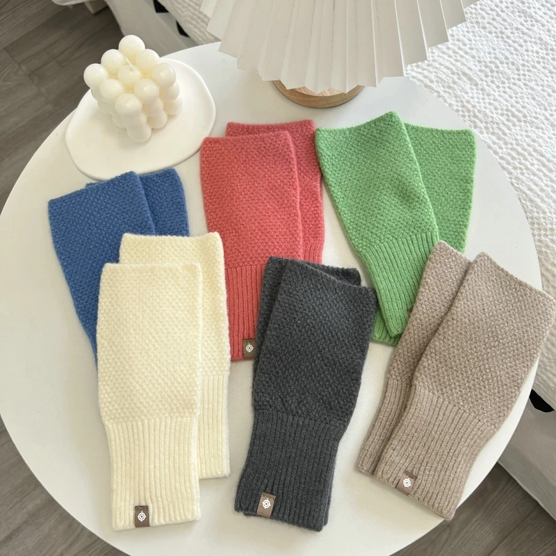 Winter Women Girls Gloves Dopamine Knit Sleeve Pile Sleeve Gloves Girl Student Women Knitted Gloves For Women