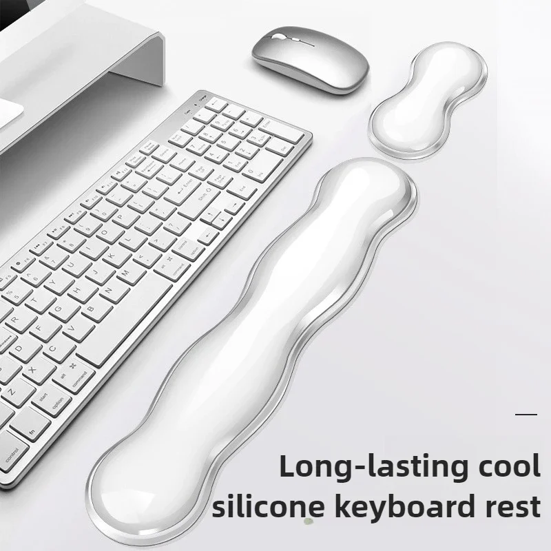 Transparent Keyboard Wrist Rest Pad Set, Ergonomic Gel Memory Foam Mouse Wrist Support, Non-Slip Desk Hand Rest Cushion for Offi