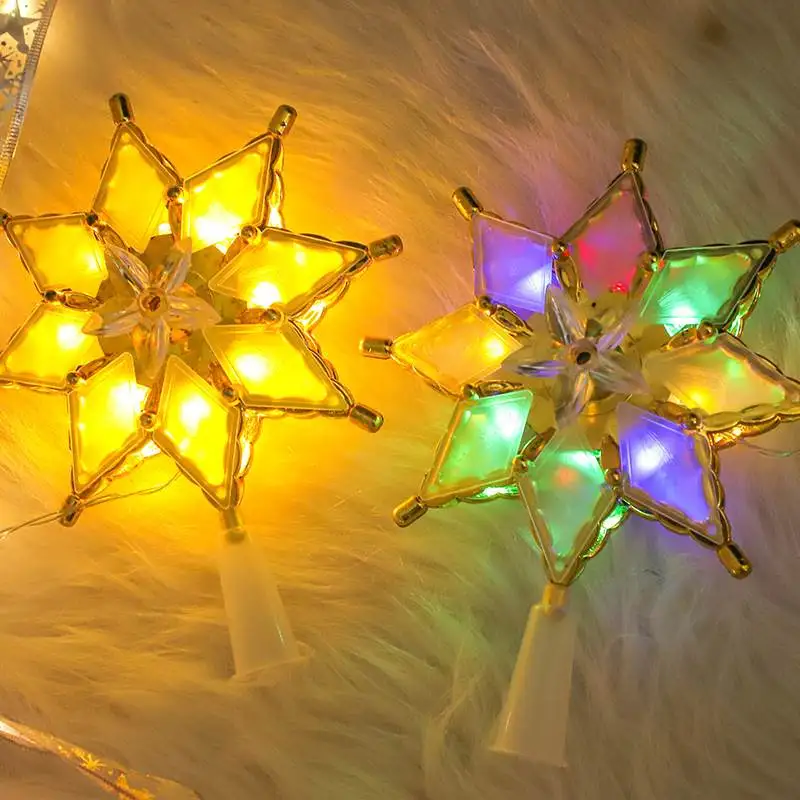 Christmas Decoration Light Five-Pointed Star Treetop Lamp Christmas Tree Top Octagonal Star Colored Lights