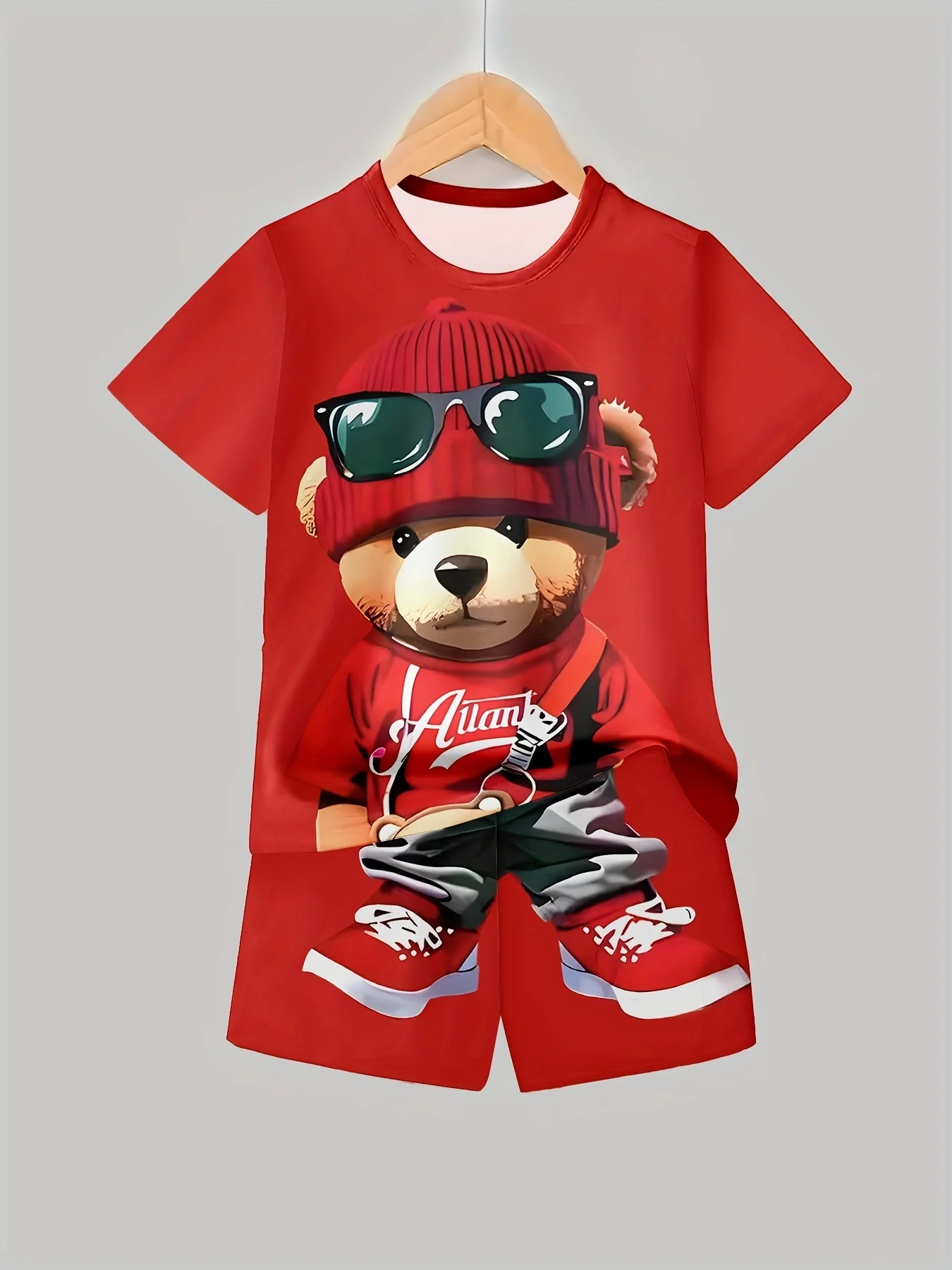 

Children's T-Shirt Bear Graphic T Shirts Short Sleeve Kids Summer Clothes Fashion Boy Child Tops Child Sets Casual Boys Clothes