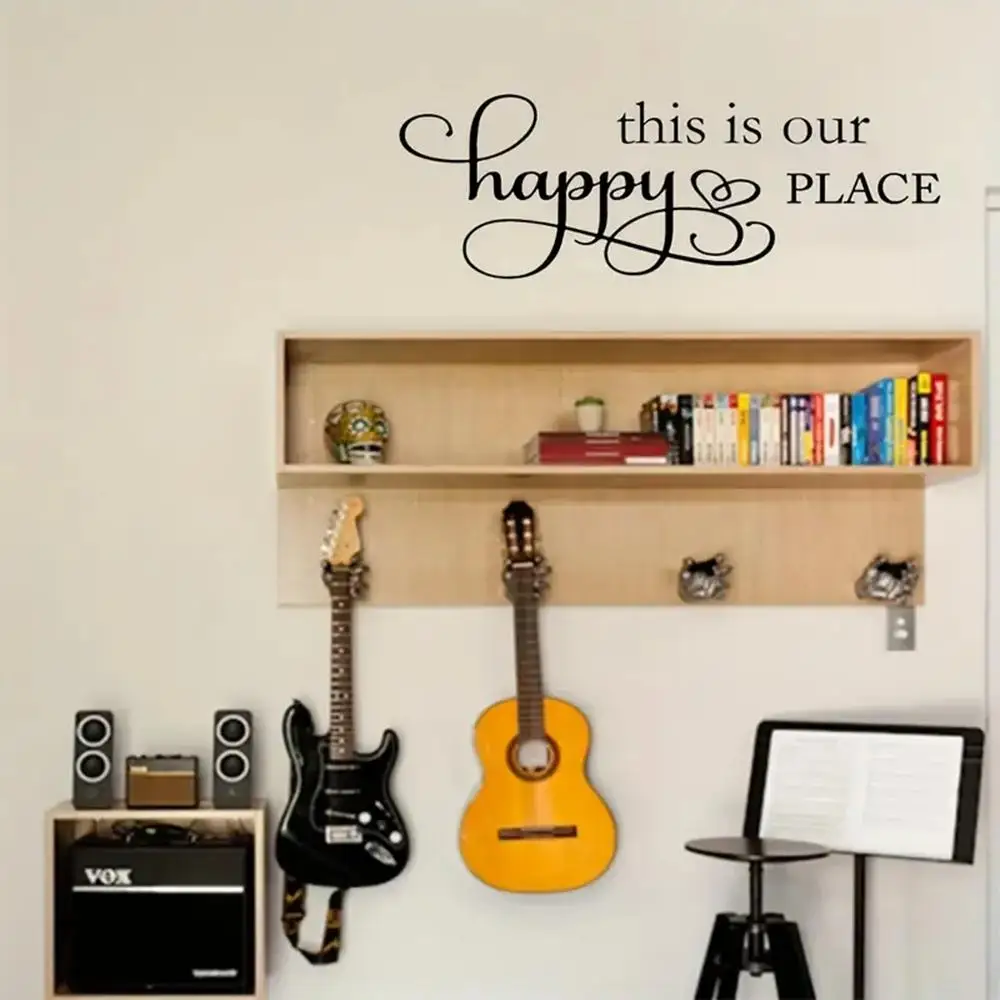 

1 pc This Is Our Happy Place Carved Letter Wall Sticker, Sweet Quotes, Waterproof Vinyl Self-adhesive Art Letter Home Decoration