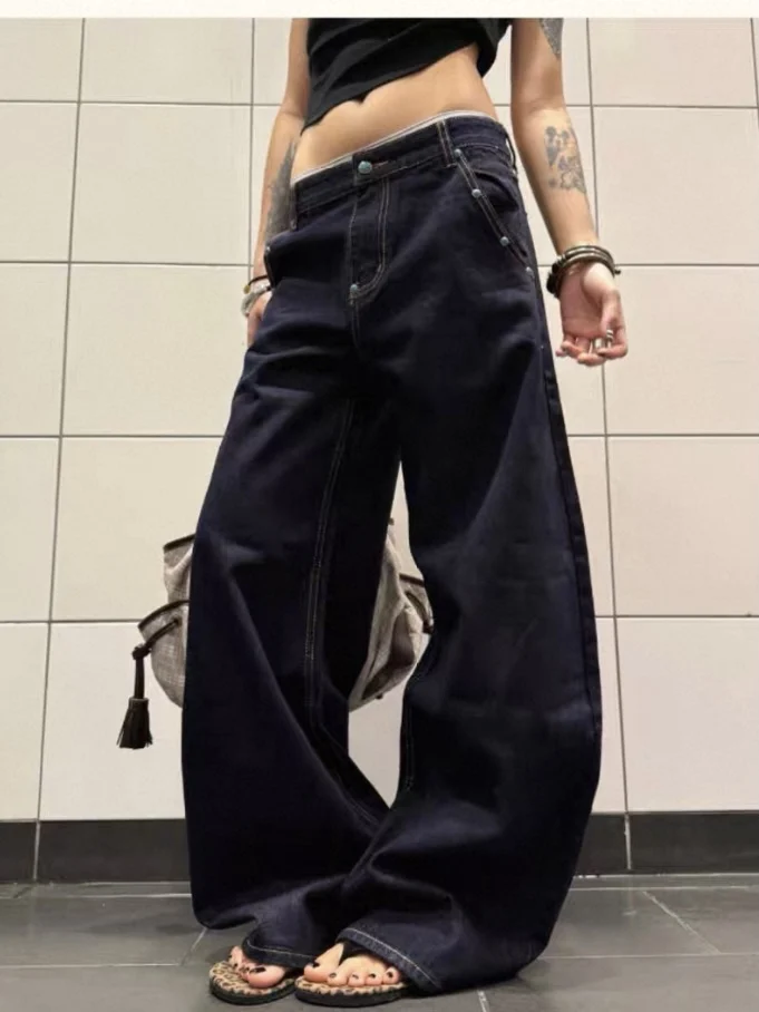 

Ретро-джинсы в американском стиле Original een Turquoise Knife, прямые брюки А-силуэта, летняя одежда, дышащие, комфортные.