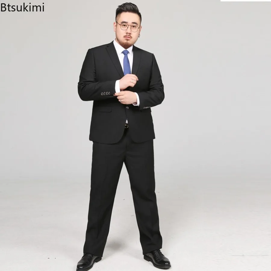 

Men's Spring Fashion Solid Color Suit and Pants Two-Piece Set Handsome Wedding Dress Business Tooling All-Match Elegant M-8XL