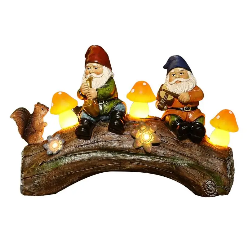 

Solar Gnome LED Squirrel Gnome Statue Solar Powered LED Yard Sculptures Resin Squirrel Gnome Decorations For Indoor Outdoor