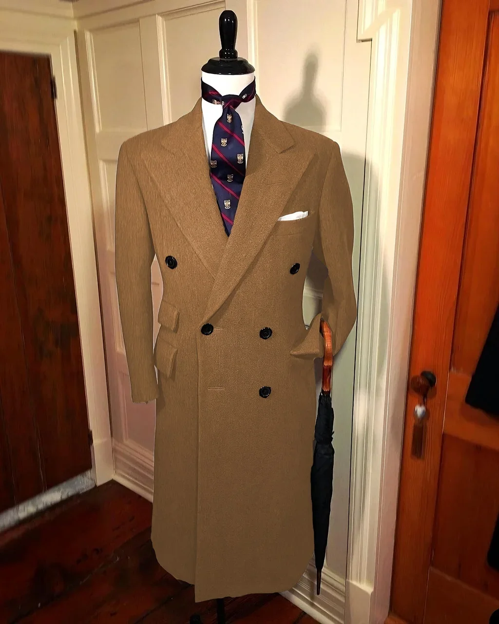 Formal Man Trench Coat Customized Single Blazer Full Man Terno Peak Lapel Long Coat Daily Business Elegant Men\'s Winter Jacket
