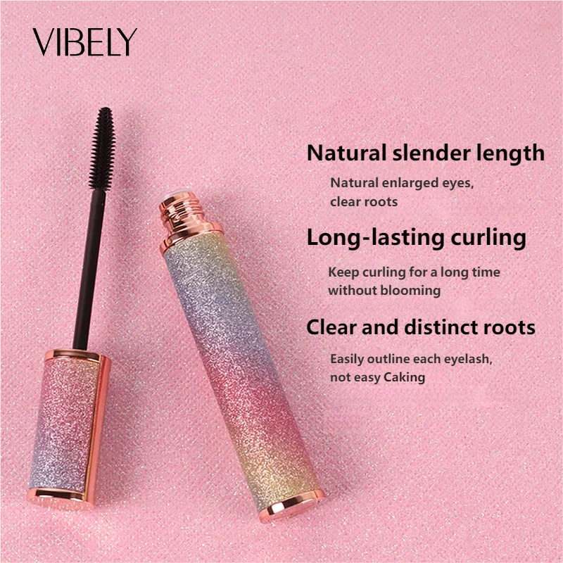 VIBELY Starry Sky Long Mascara es grueso, rizado, resistente al agua, duradero, resistente al sudor y sin manchas