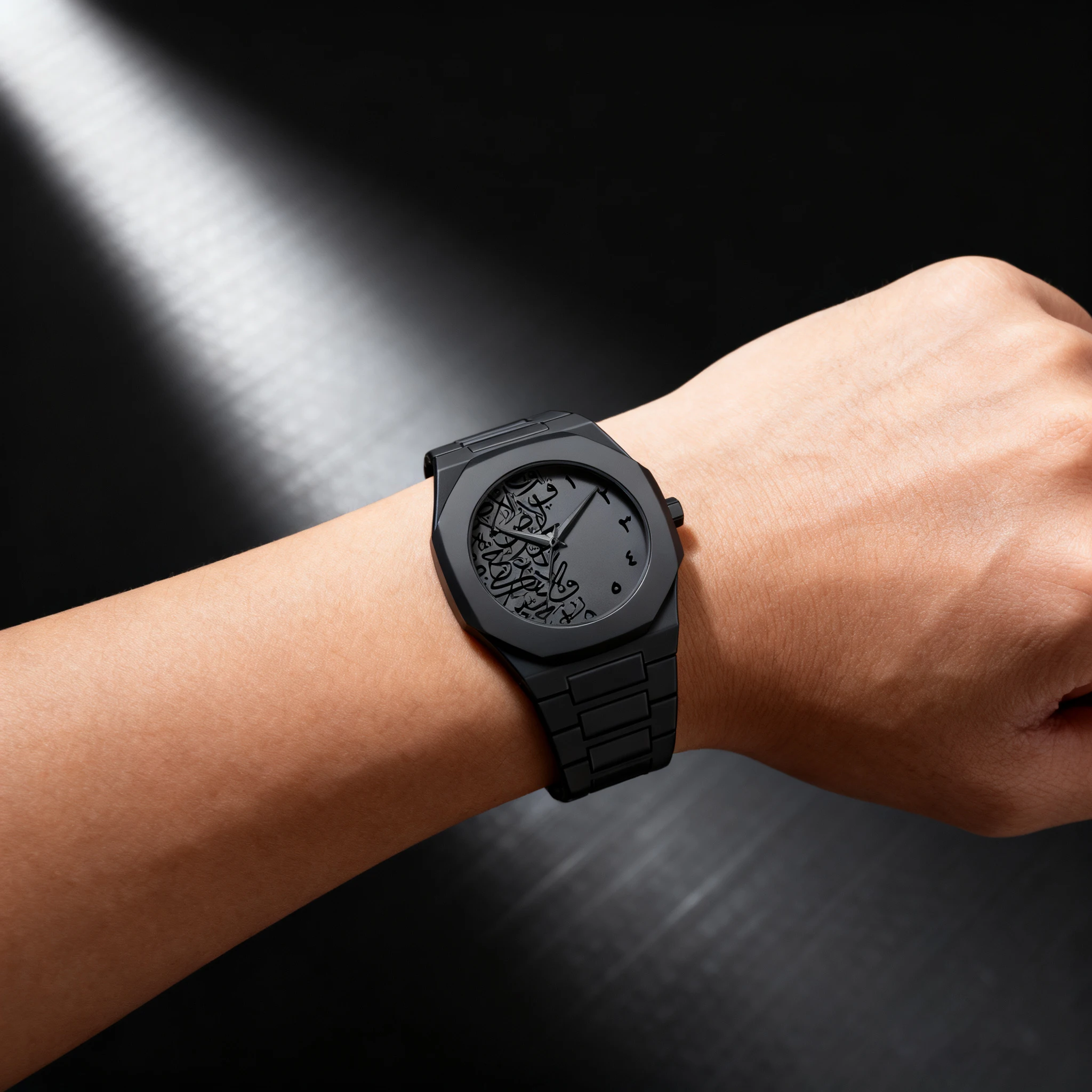 2025 Modern Minimalist Personality Creative All Black Men's Watch Arabic Numerals Sports Casual Quartz Watch Unique Design Watch