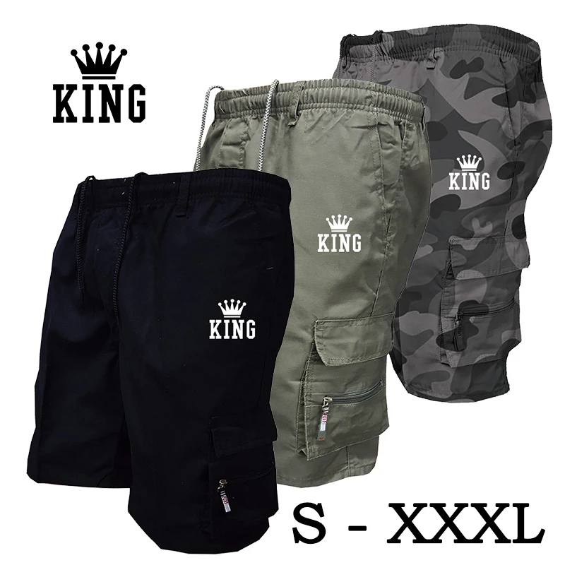 

Newest Printed Short Pants Summer Men's Cargo Shorts Casual Loose Drawstring Shorts overalls for men