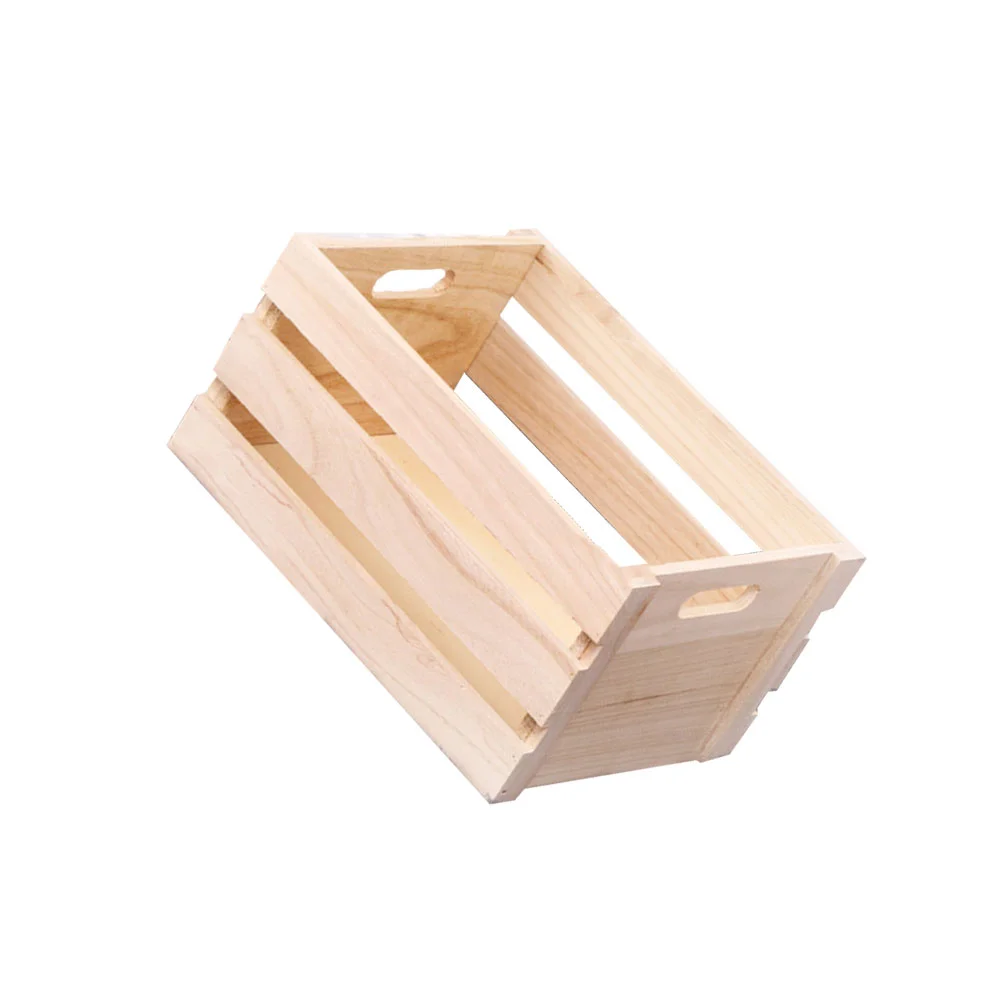 

Wooden Desktop Storage Box Multifunction Storage Window Basket Display Organizer Sundries Container for Home Market Solid Color